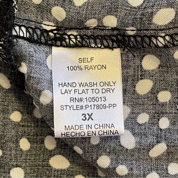 Perfectly Priscilla Black & White Polka Dot Multi-colored Tiered Ric-Rac Top 3X - Picture 9 of 9